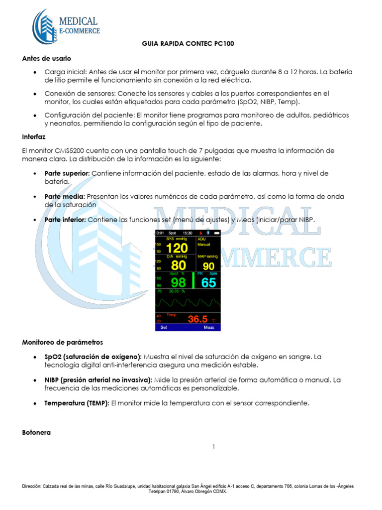 Guia Rapida PC100 | PDF | Presión sanguínea