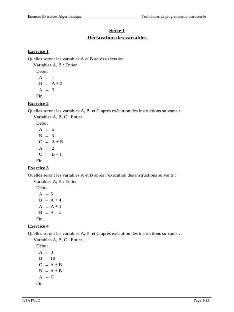 Exercices d'Algorithmique et Programmation | PDF | Taxe sur la valeur ...