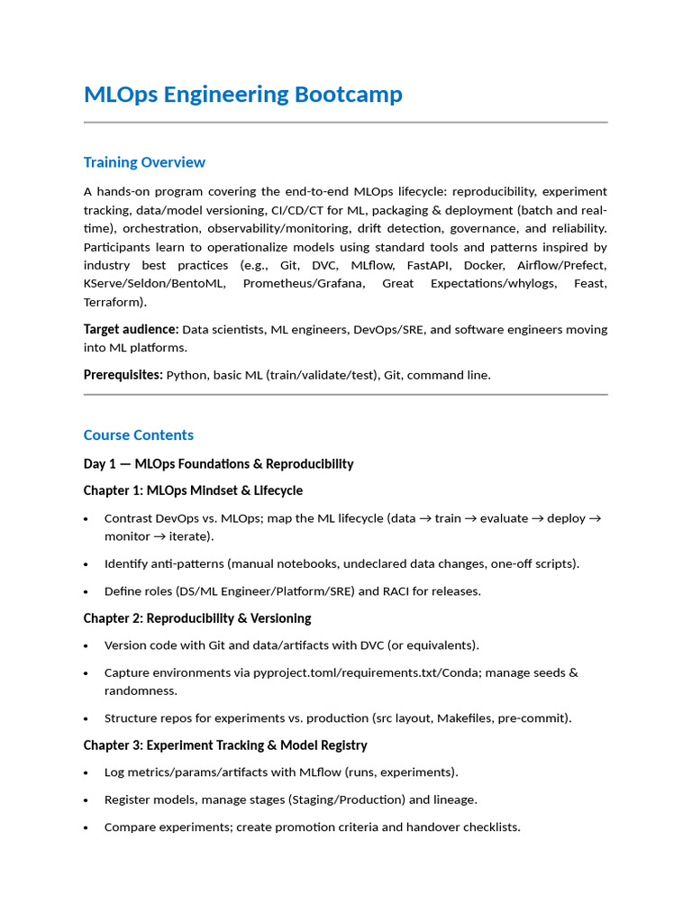 MLOps Engineering Bootcamp | PDF | Computing | Information Technology