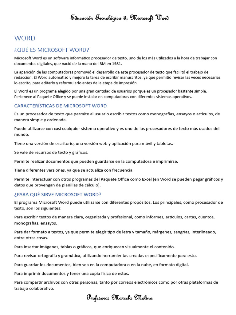 Introducción a Microsoft Word y sus funciones | PDF | Procesador de ...
