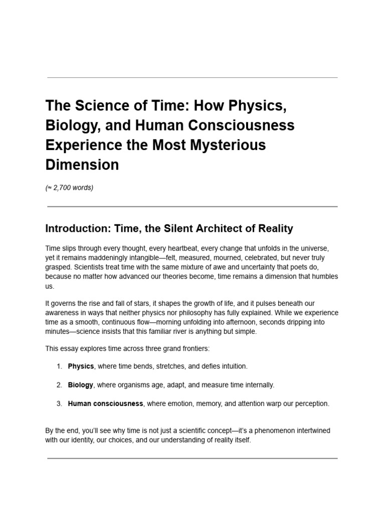 The Science of Time - How Physics, Biology, and Human Consciousness ...