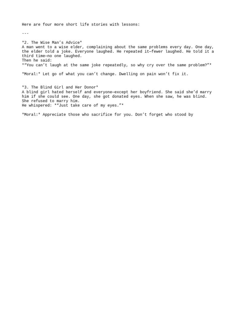 Life Lessons from Short Stories | PDF