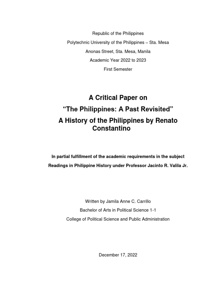 Critical Analysis of Constantino's History | PDF