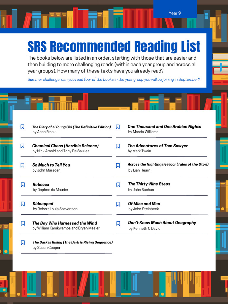 SRS Year 9 Recommended Reading List | PDF