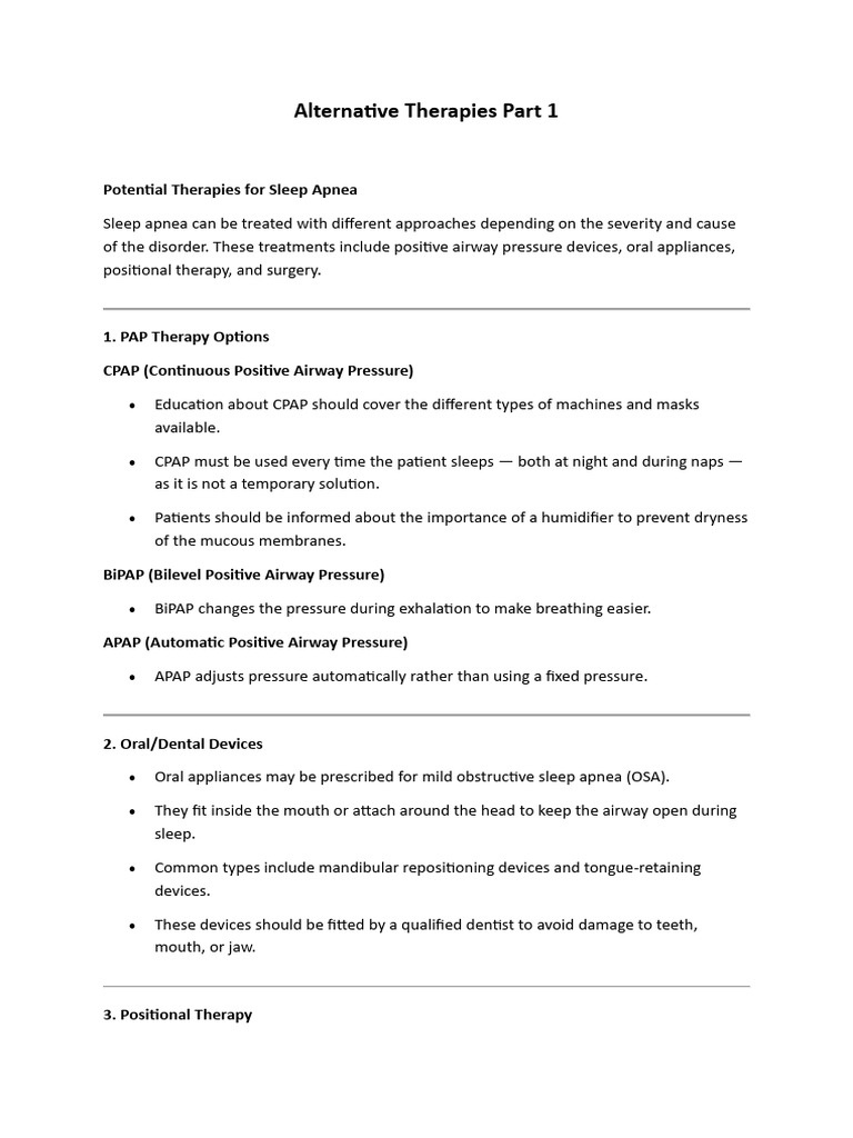 Sleep Apnea Treatment Options Guide | PDF | Sleep | Animal Physiology