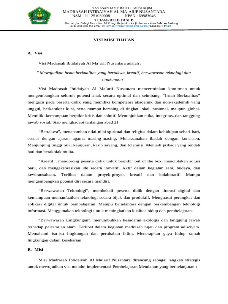 Visi, Misi Yang Telah Ditetapkan Oleh Kamad | PDF