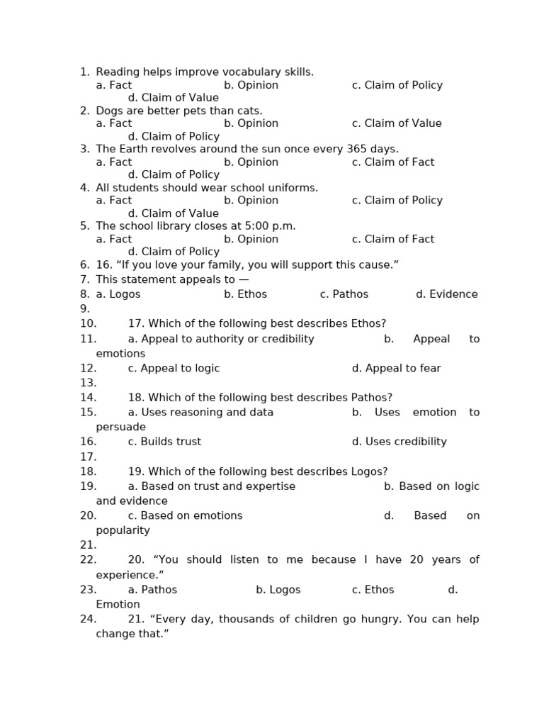 Claims and Appeals in Argumentation | PDF | Credibility | Logos