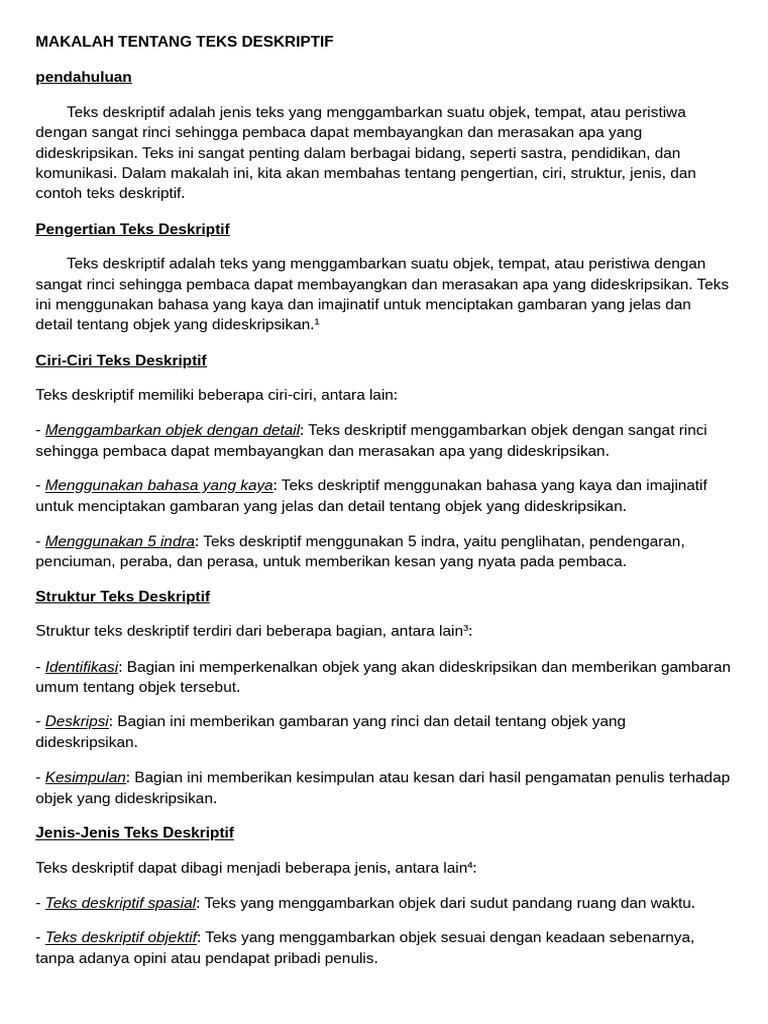Panduan Lengkap Teks Deskriptif | PDF