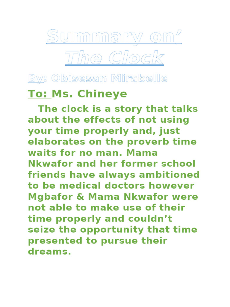 The Clock: Time's Impact on Dreams | PDF