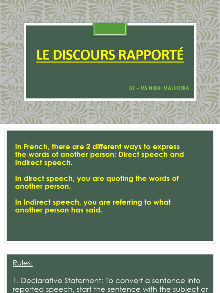 Guide du discours rapporté en français | PDF | Linguistique | Grammaire