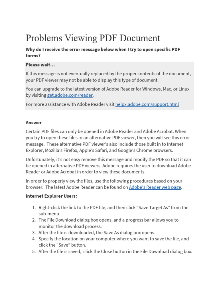 Fix PDF Viewing Errors in Browsers | PDF | Software | Computing