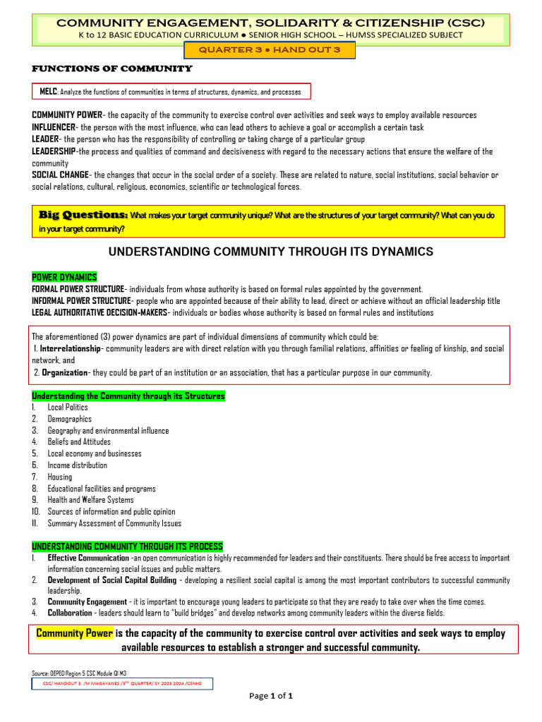 Functions of Community Dynamics Explained | PDF | Community | Social ...