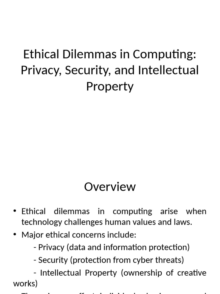 WEEK 11-Ethical Dilemmas in Computing | PDF | Security | Computer Security