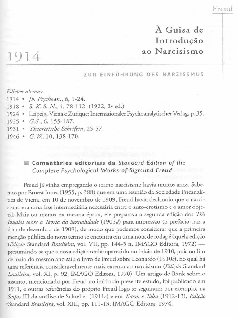 Á Guisa de Introdução Ao Narcisismo | PDF