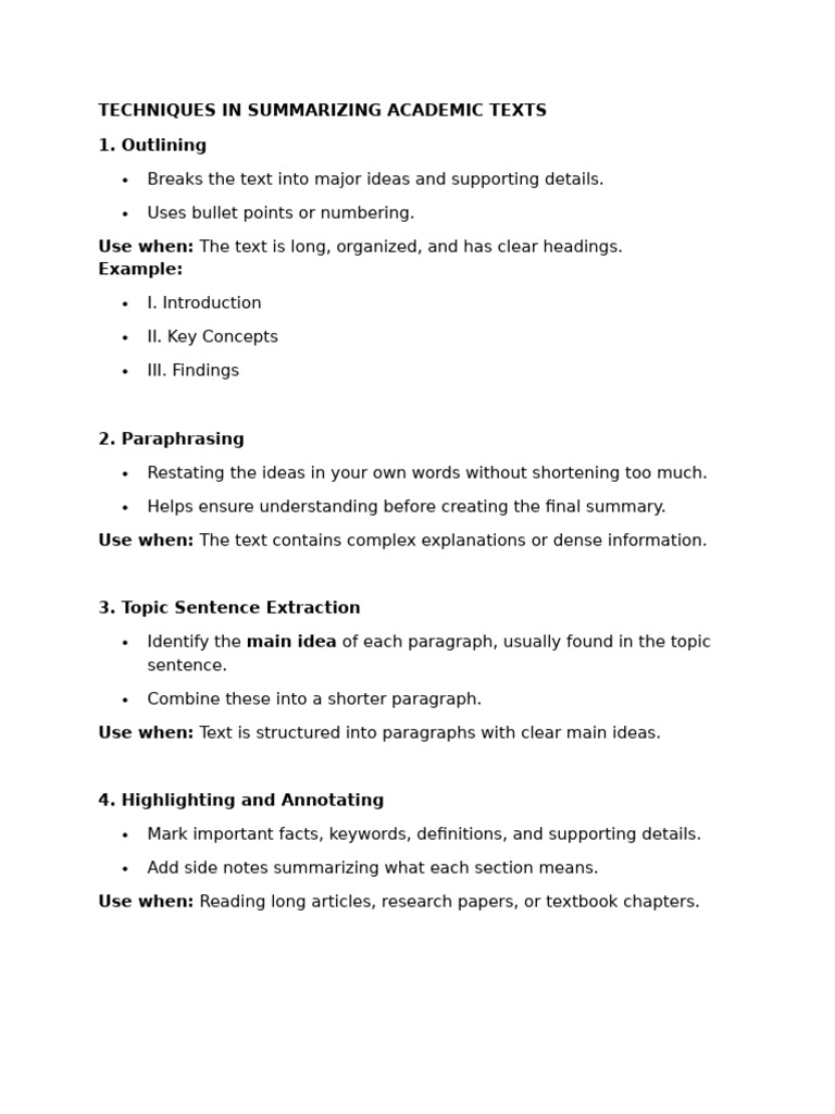 Techniques for Summarizing Academic Texts | PDF | Climate Change ...