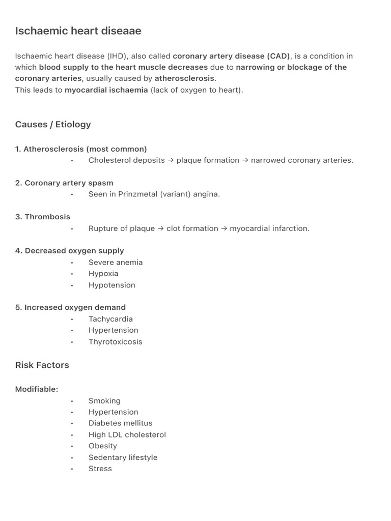 Ischaemic Heart Diseaae | PDF | Myocardial Infarction | Coronary Artery ...