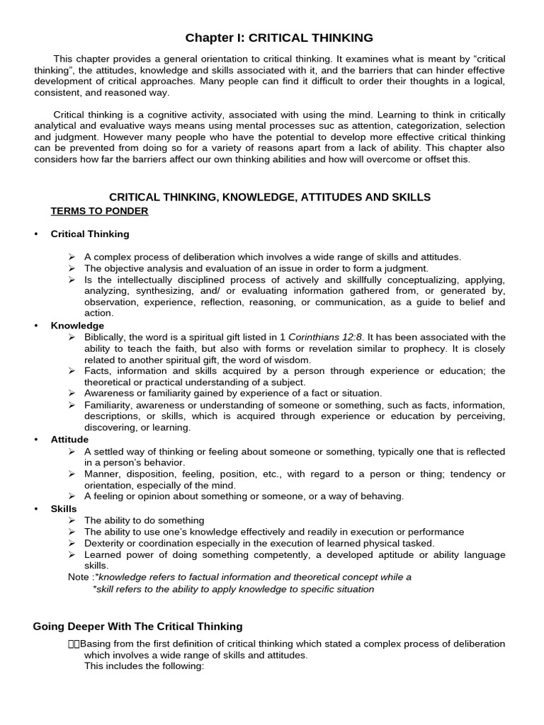 Understanding Critical Thinking Skills | PDF | Critical Thinking | Thought