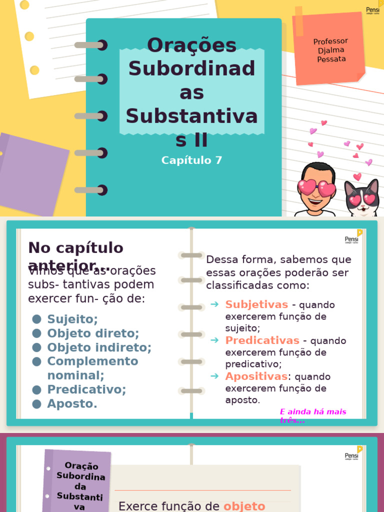 9º ano - Capítulo 07-Orações Subordinadas Substantivas ( II ) | PDF ...