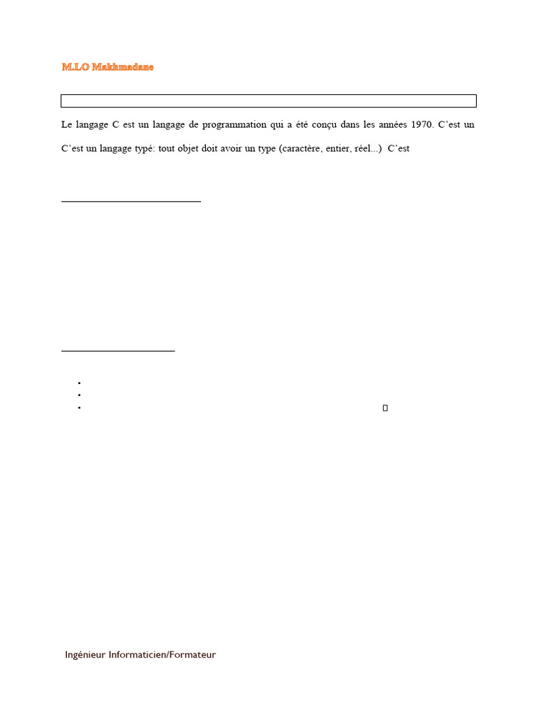 Concepts de base du langage C | PDF | C (Langage de programmation ...