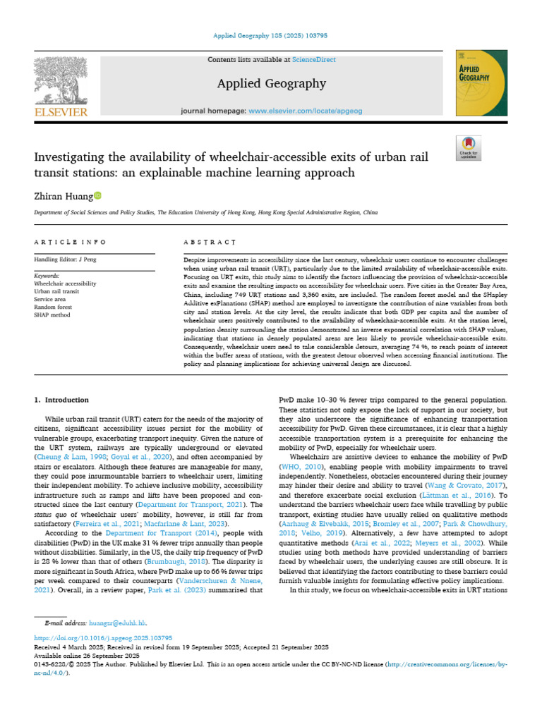 Wheelchair-Accessible Urban Rail Exits Analysis | PDF | Applied Mathematics