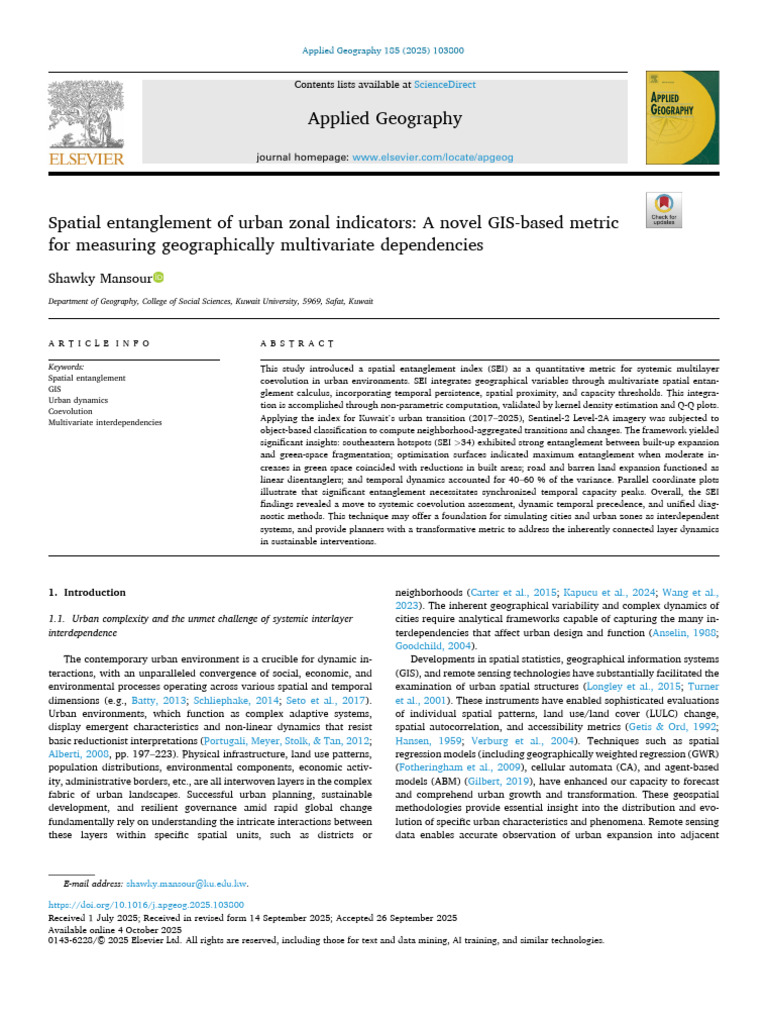 Urban Zonal Indicators and GIS Metrics | PDF | Spatial Analysis ...
