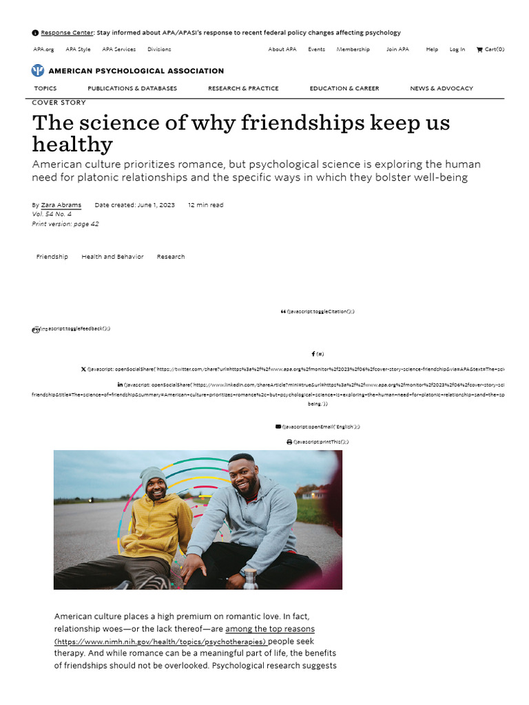 The Science of Friendship | PDF | Adolescence | American Psychological ...