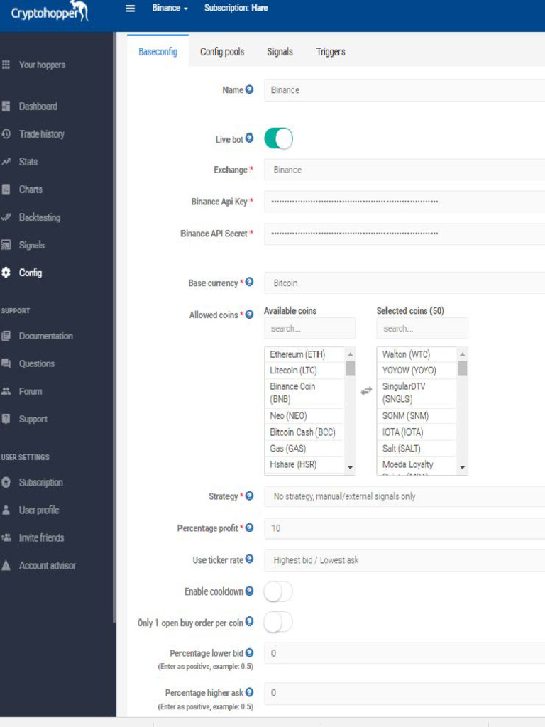 My Cryptohopper Settings Signals Only | PDF