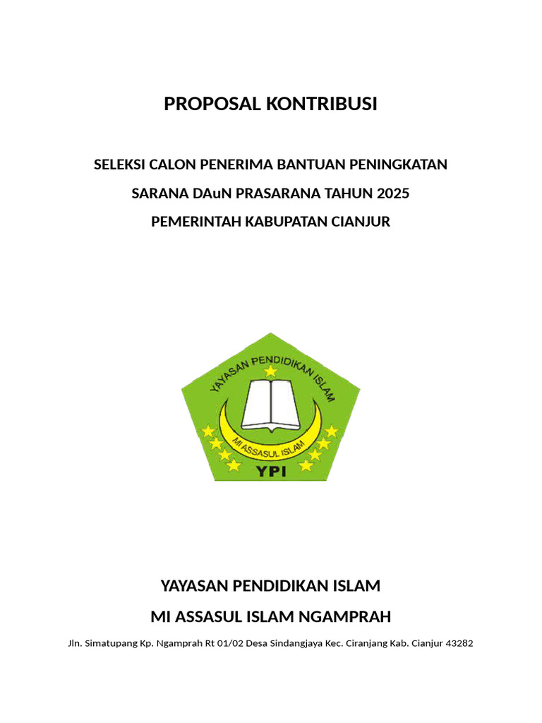 Proposal Peningkatan Sarana MI Assasul Islam | PDF