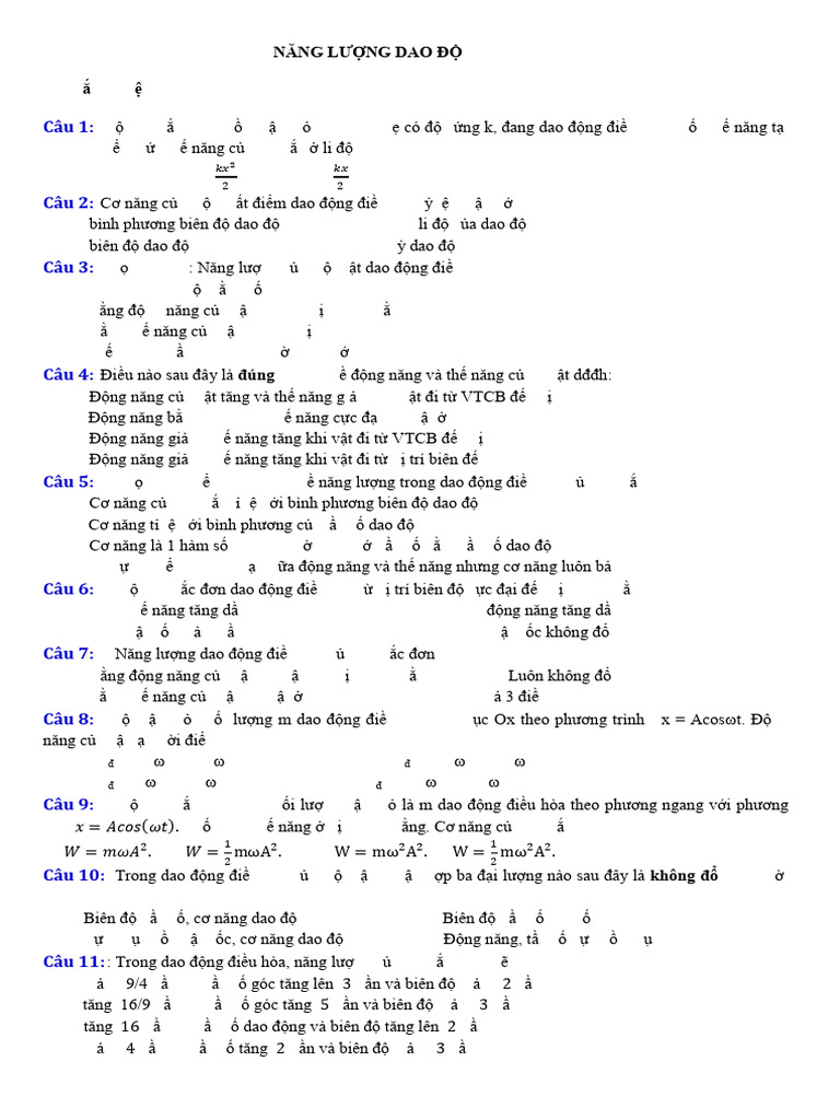 BT Bai 3 - Nang Luong Trong Dao Dong Dieu Hoa 31eb2 | PDF