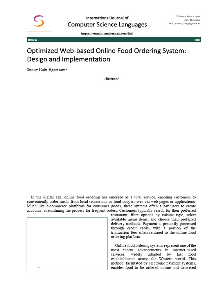 Web-Based Food Ordering System Design | PDF | Databases | Methodology