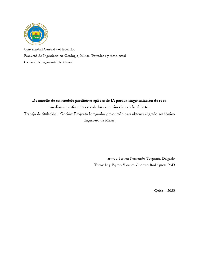 Modelo IA para Fragmentación de Roca | PDF | Minería | Regulación