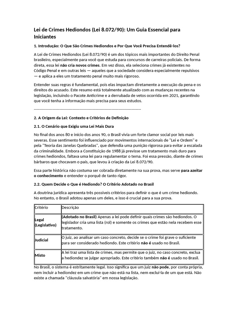 Guia Completo sobre Crimes Hediondos | PDF | Homicídio | Crimes