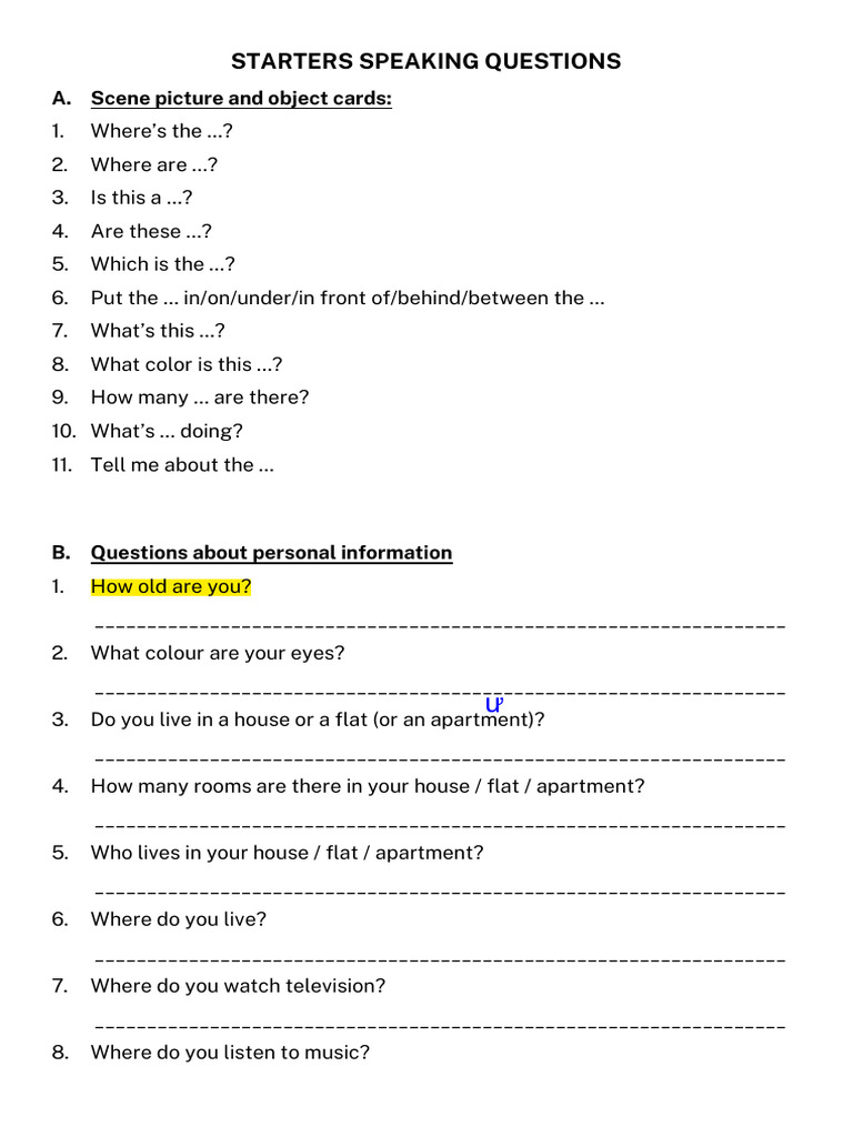 Speaking Questions for Beginners | PDF | Skirt | Fashion