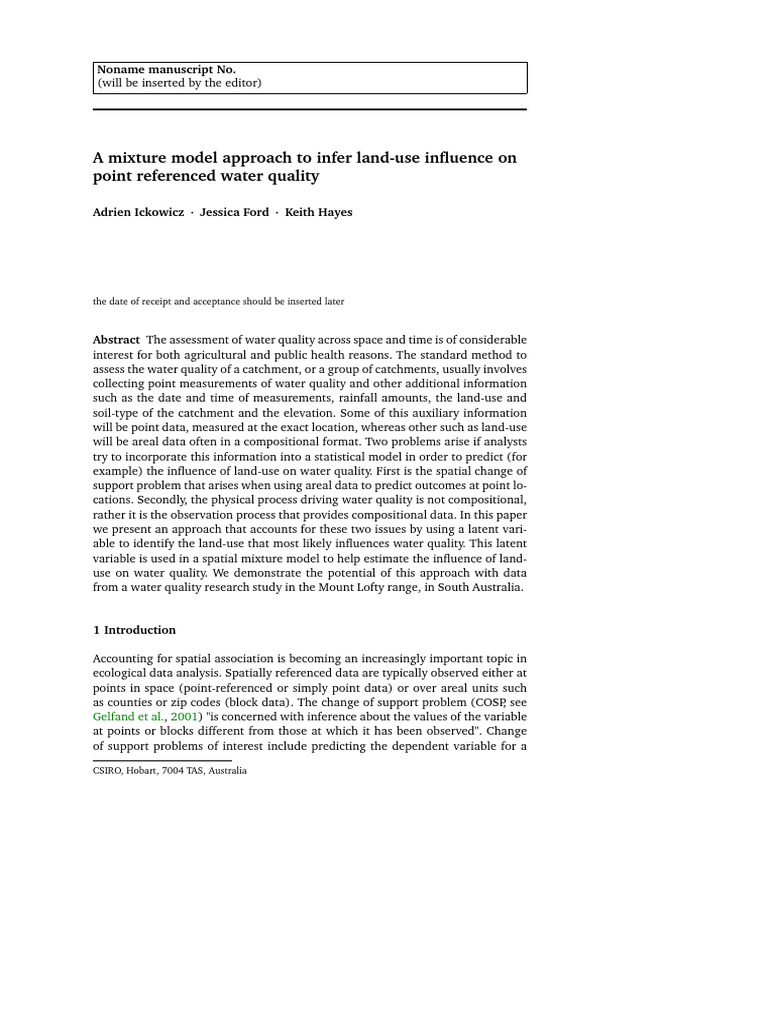 A Mixture Model Approach to Infer Land-use Influen | PDF | Statistical ...