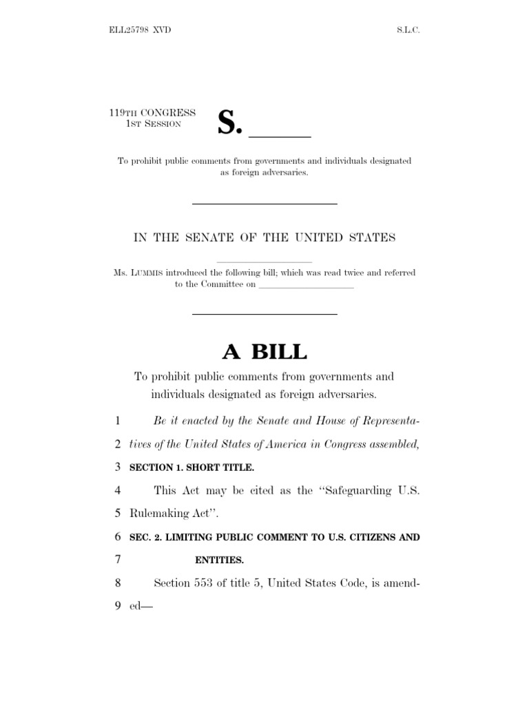 Safeguarding U.S. Rulemaking Act | PDF
