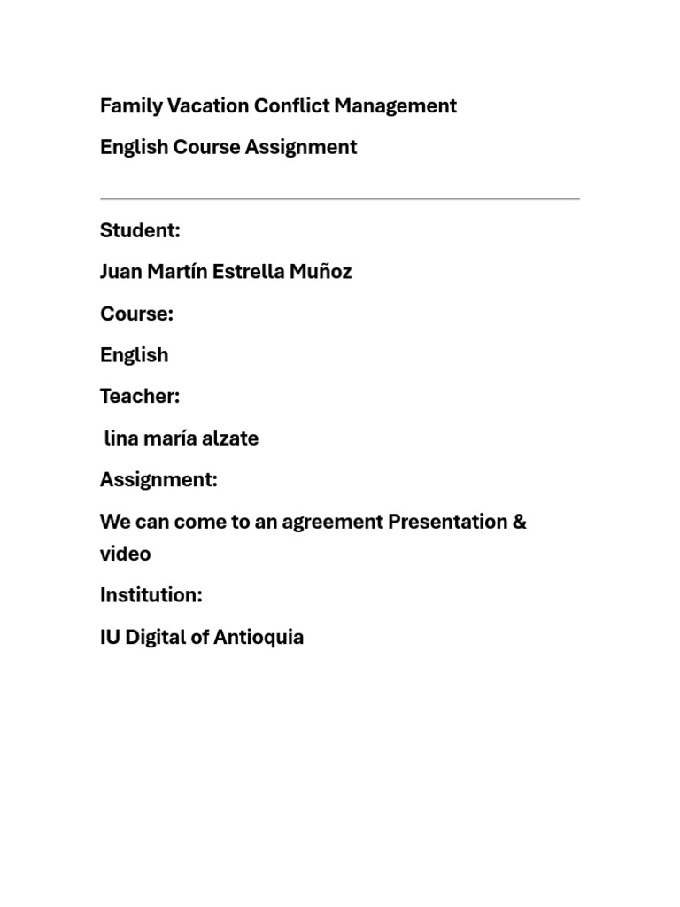 Family Vacation Conflict Management JM | PDF | Baggage