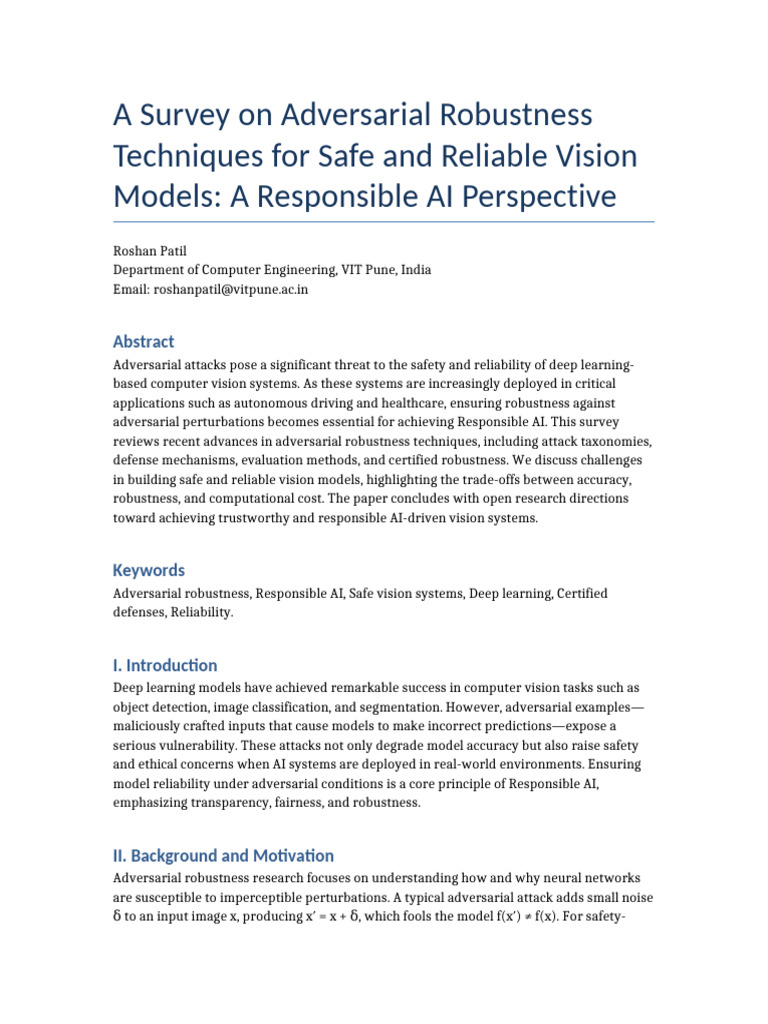Adversarial Robustness Survey Roshan Patil | PDF | Artificial ...