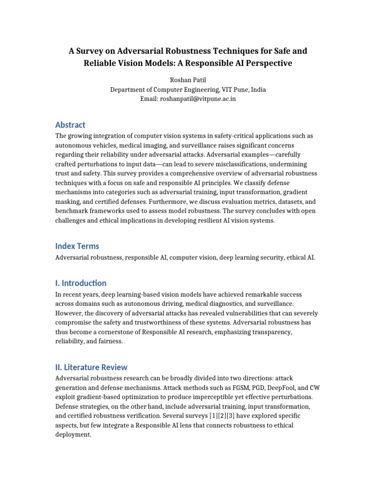 IEEE Adversarial Robustness Survey Roshan Patil | PDF | Artificial ...