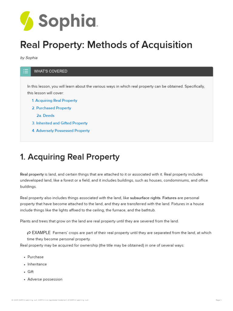 Methods of Acquiring Real Property | PDF | Deed | Adverse Possession