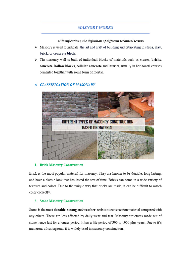 Comprehensive Guide to Masonry Types | PDF | Masonry | Brick