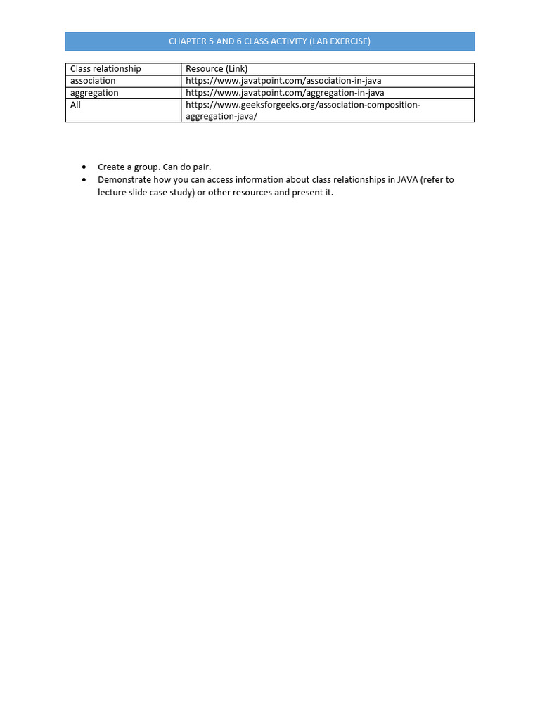 Group Activity - Class Relationship 11may | PDF
