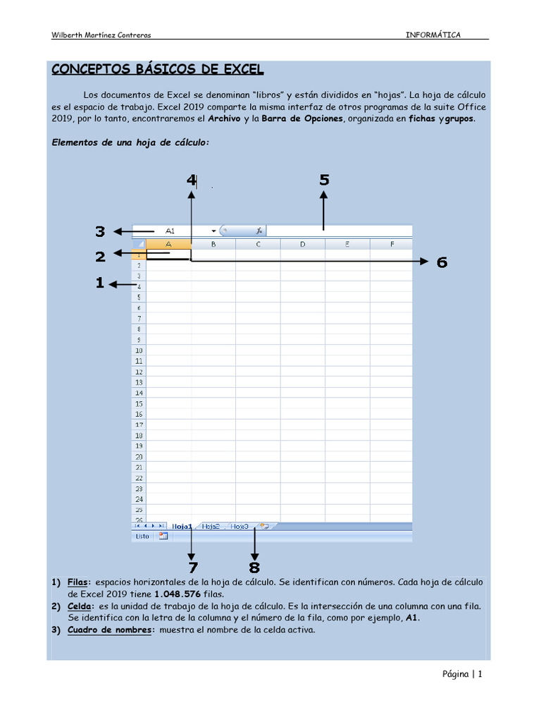 Conceptos Básicos de Excel 2019 | PDF | Hoja de cálculo | Microsoft Excel