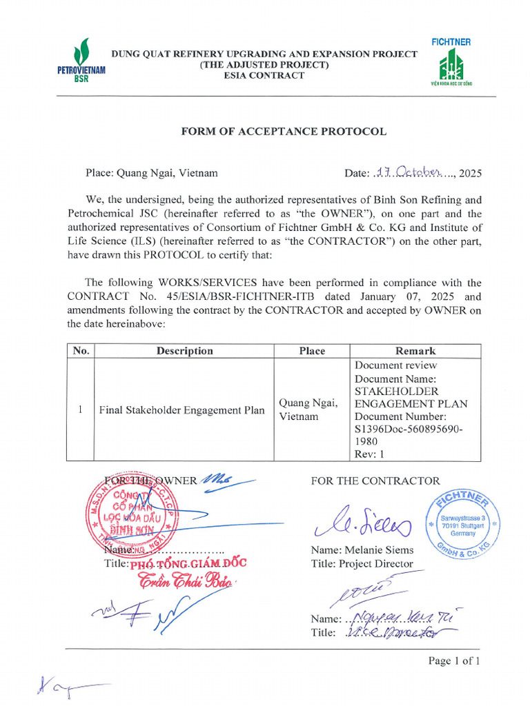 BSR Acceptance Protocol | PDF