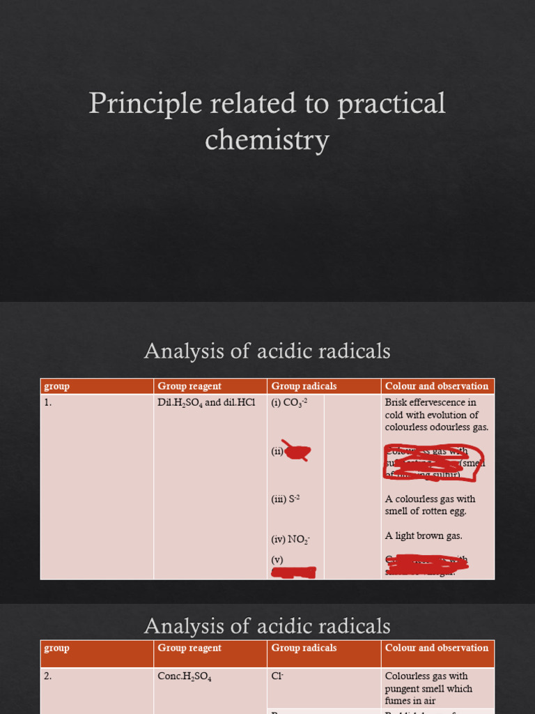 Acidic and Basic Radicals Analysis Guide | PDF | Precipitation ...