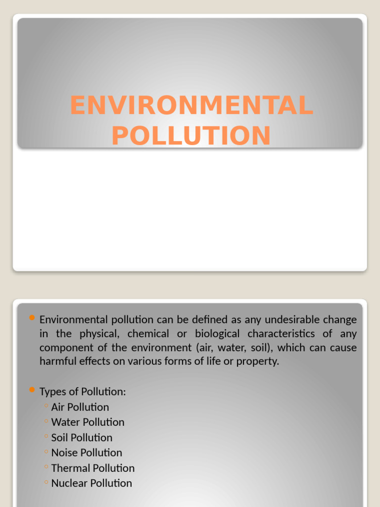 Types and Effects of Environmental Pollution | PDF | Air Pollution | Waste