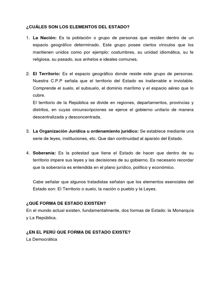 CUÁLES SON LOS ELEMENTOS DEL ESTADO