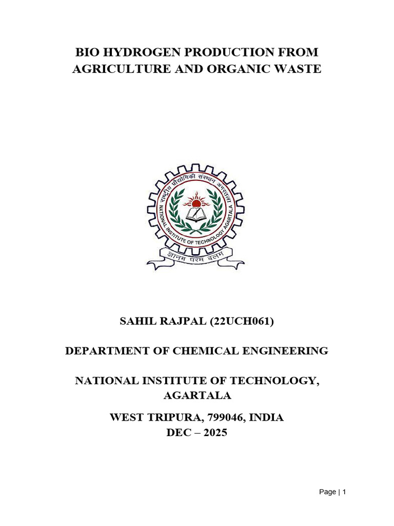 Biohydrogen from Agricultural Waste | PDF | Fermentation | Biorefinery