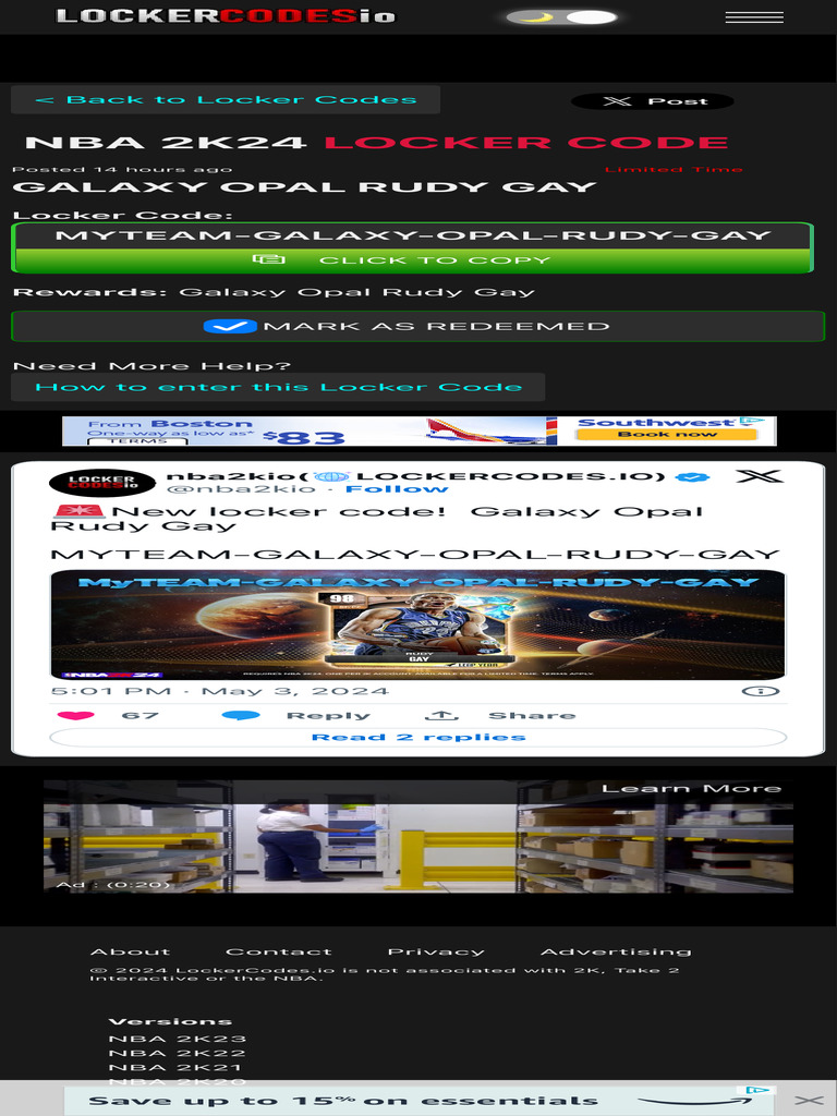 Galaxy Opal Rudy Gay Locker Code | PDF