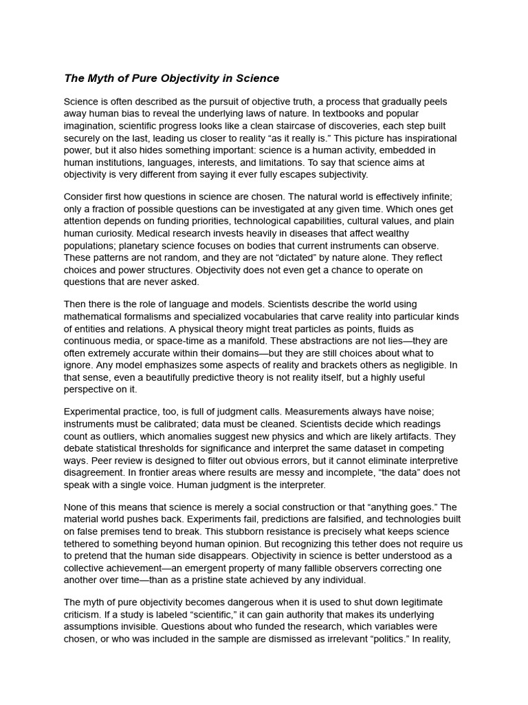 Debunking Science's Objectivity Myth | PDF | Science | Reality