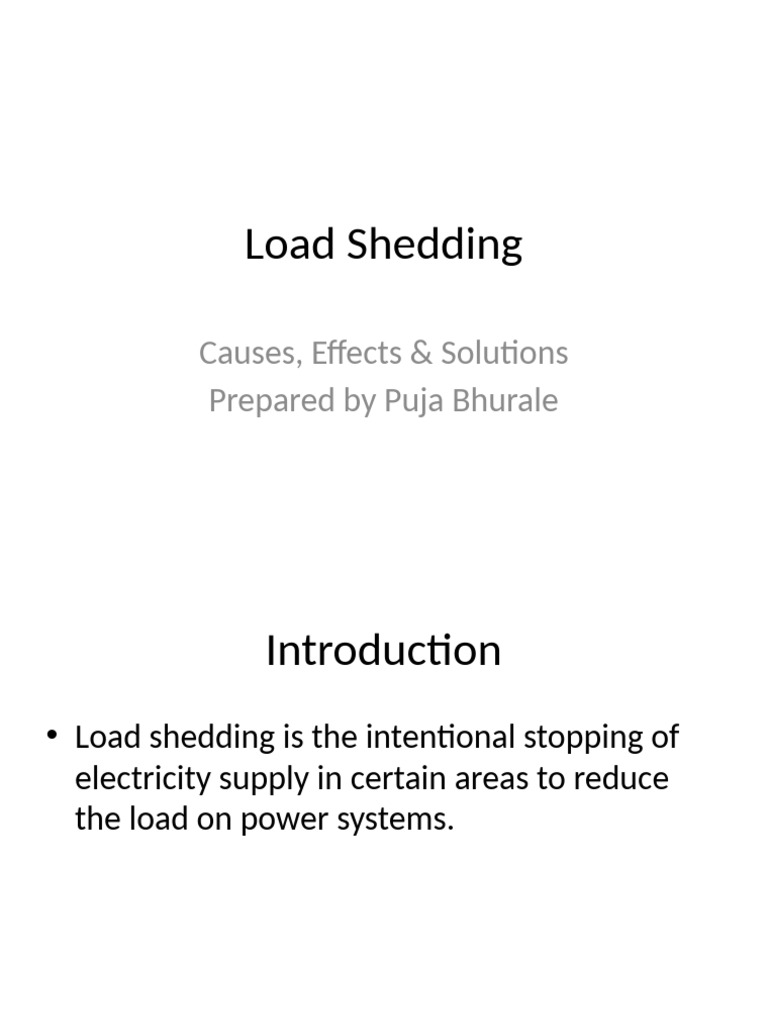 Load Shedding Presentation | PDF